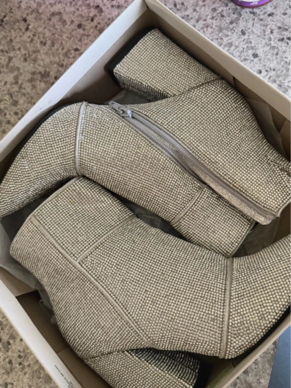 a new day Sparkling Beige Rhinestone Ankle Booties